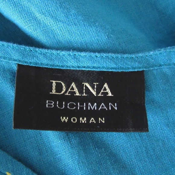 Dana Bachman Turquoise Blue Linen Tank Top 20 Lagenlook Breathable Vintage - Picture 9 of 9